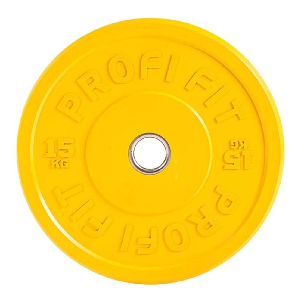 Диск для штанги каучуковый, цветной D51 мм PROFI-FIT 15 кг