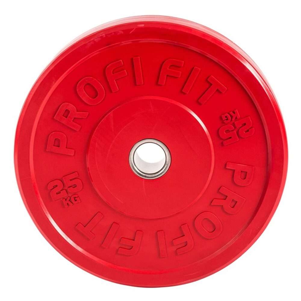 Диск для штанги каучуковый, цветной D51 мм PROFI-FIT 25 кг