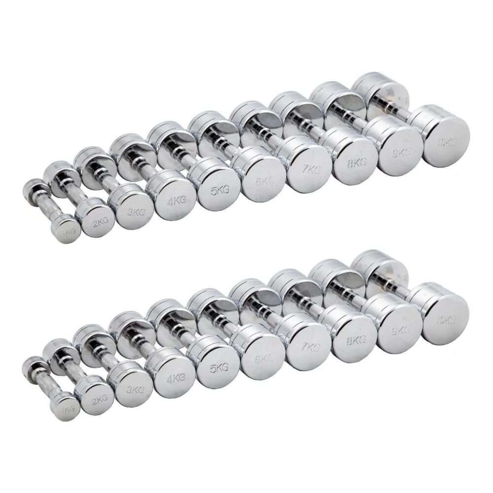 Гантельный ряд CHROME (шаг 1 кг, 10 пар) PROFI-FIT 1-10 кг