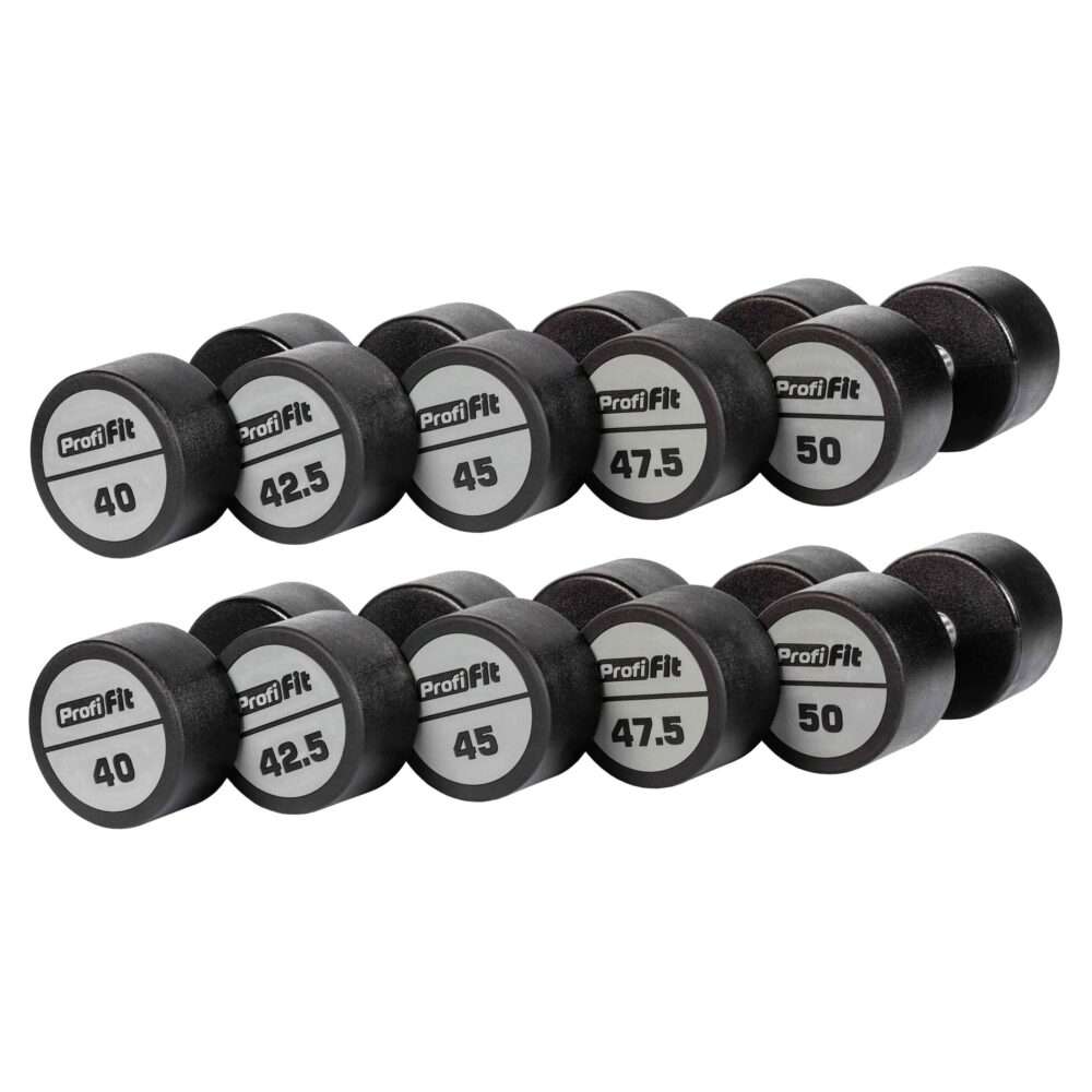 Гантельный ряд полиуретановый LEVEL (шаг 2,5 кг, 5 пар) PROFI-FIT 40-50 кг
